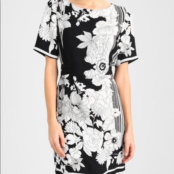 Anna Field- Day dress-floral- black and white - Picture 1 of 7